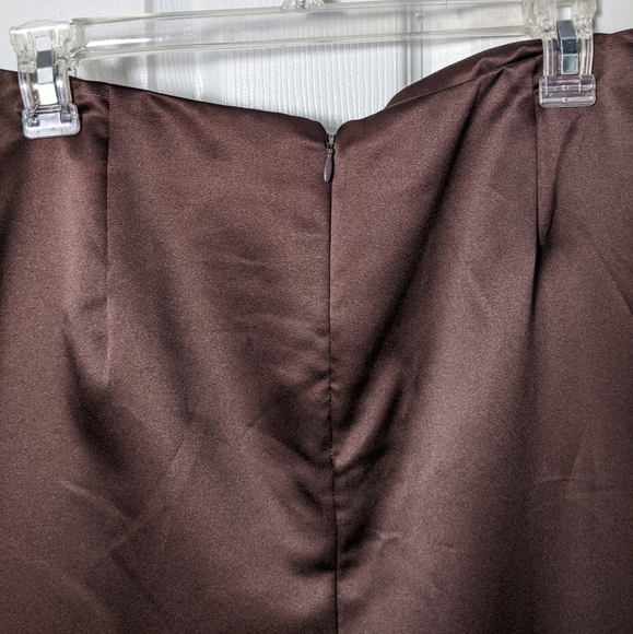 Y2K Veronique Young Chocolate Brown Full Length Satin Formal Skirt Size 16 - Picture 4 of 5